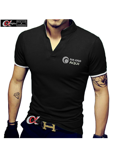 camiseta com elastano cor preta masculina personalizada