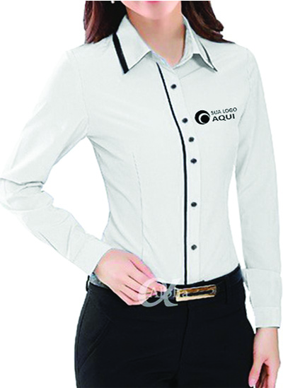 Camisa manga longa feminina para trabalho uniformes corporativos com detalhes
