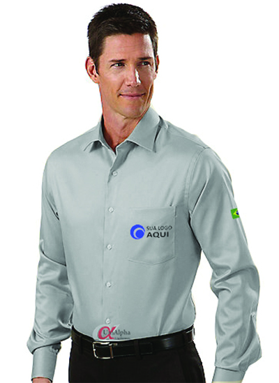degree Chronic hierarchy Camisa social masculina manga longa personalizada com bordado da sua  empresa – Kit 4 pçs – Uniformes e Fardamentos Profissionais. UniAlpha  Uniformes.
