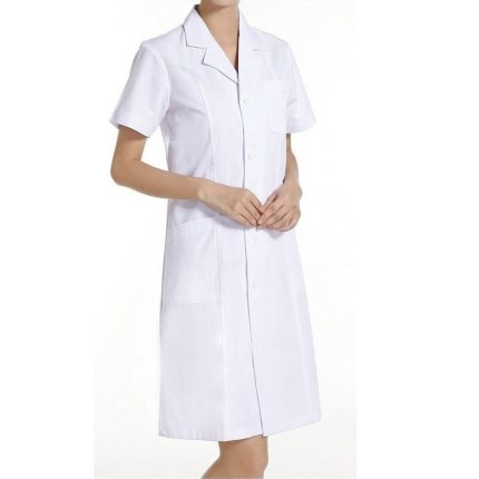 Jaleco de algodão ou poliester feminino manga curta enfermagem laboratório