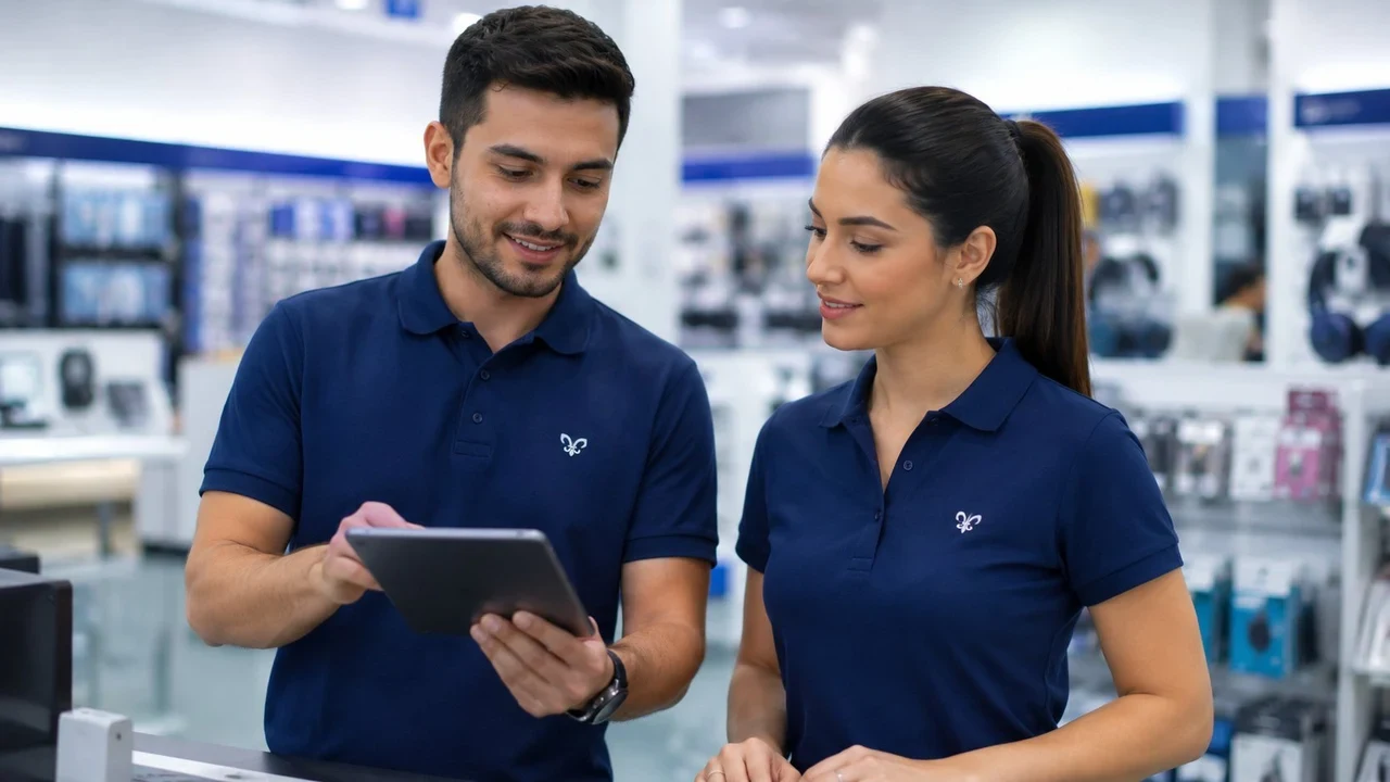 uniforme para loja e varejo personalizado com bordado — UniAlpha Uniformes Sorocaba SP