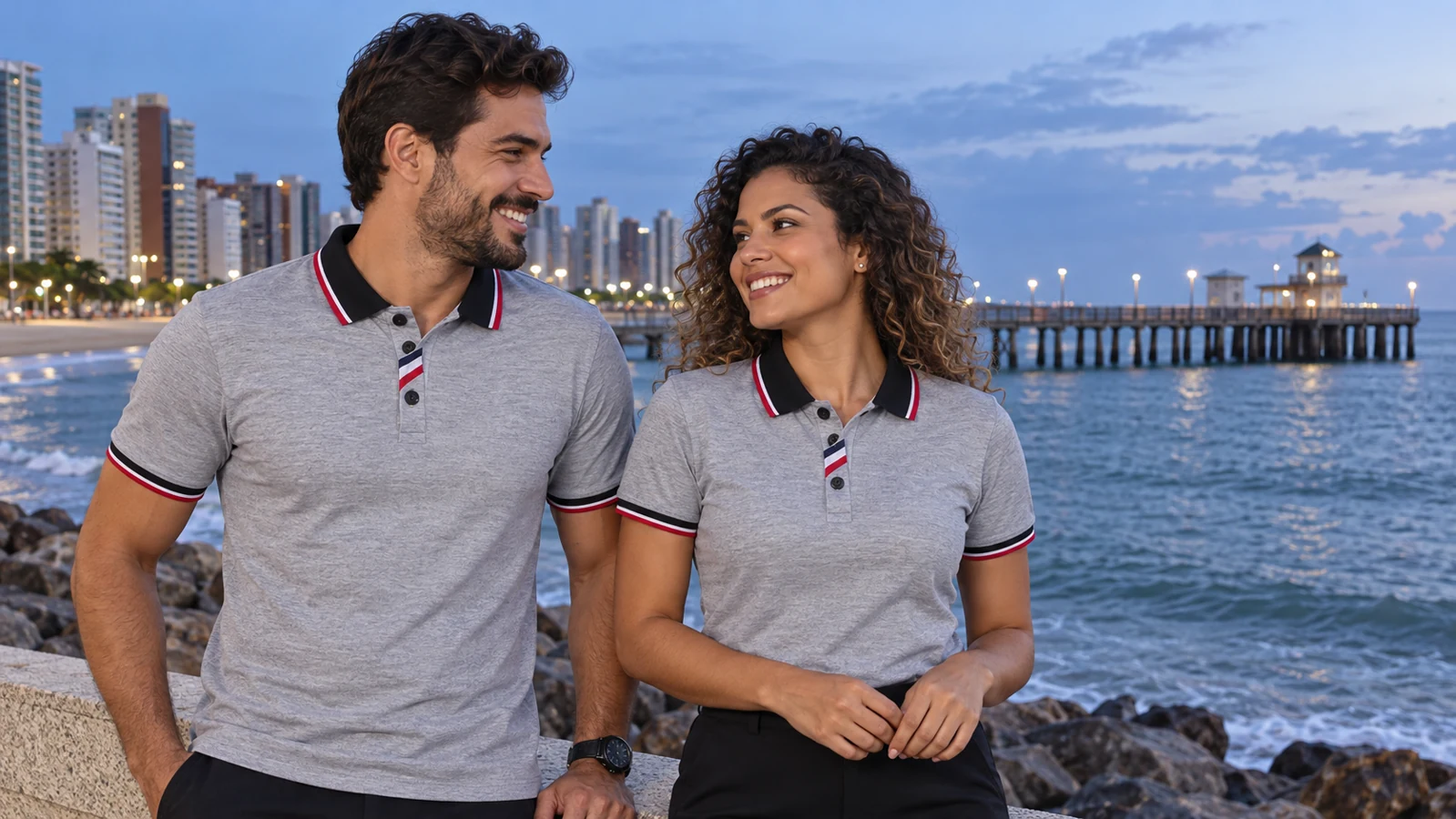 Cena ilustrativa de uniformes UniAlpha em cenário de Fortaleza